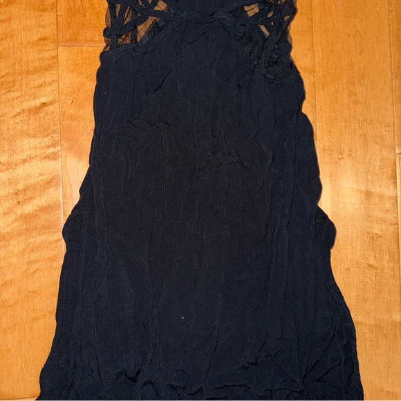 Tobi Black V Neck Maxi Tank Top Strap Dress Side Slits Mesh Paneling At Ribs - Picture 9 of 13